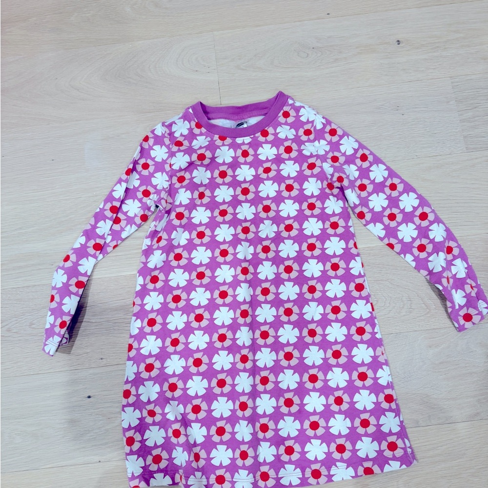 Hanna Andersson long sleeve dress pink violet white flowers